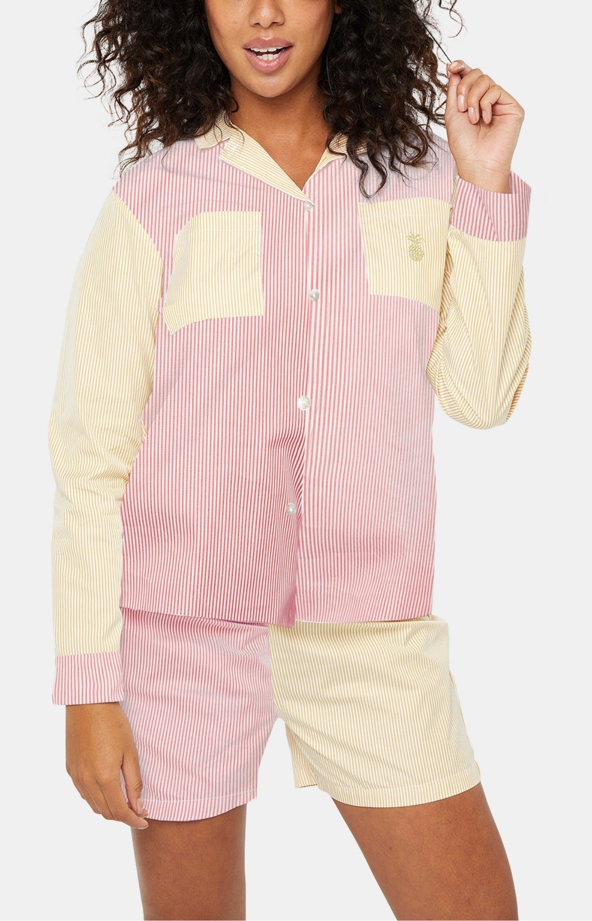Pyjama court boutonné Femme Rayure Bigout Multicolore 4