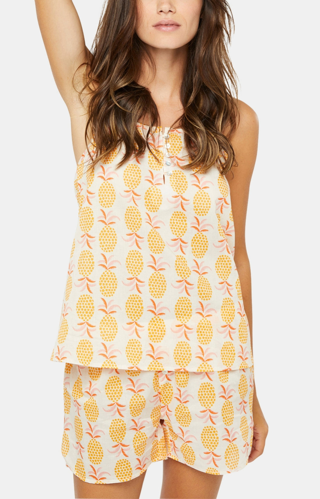 Caraco Femme Short Ananas Jaune 2