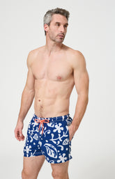 Short de bain homme Matthias Imprimé feuilles de plamier blanches 4