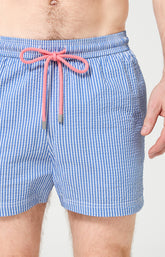 Short de bain homme Baptiste Imprimé rayures bleues et blanches 2