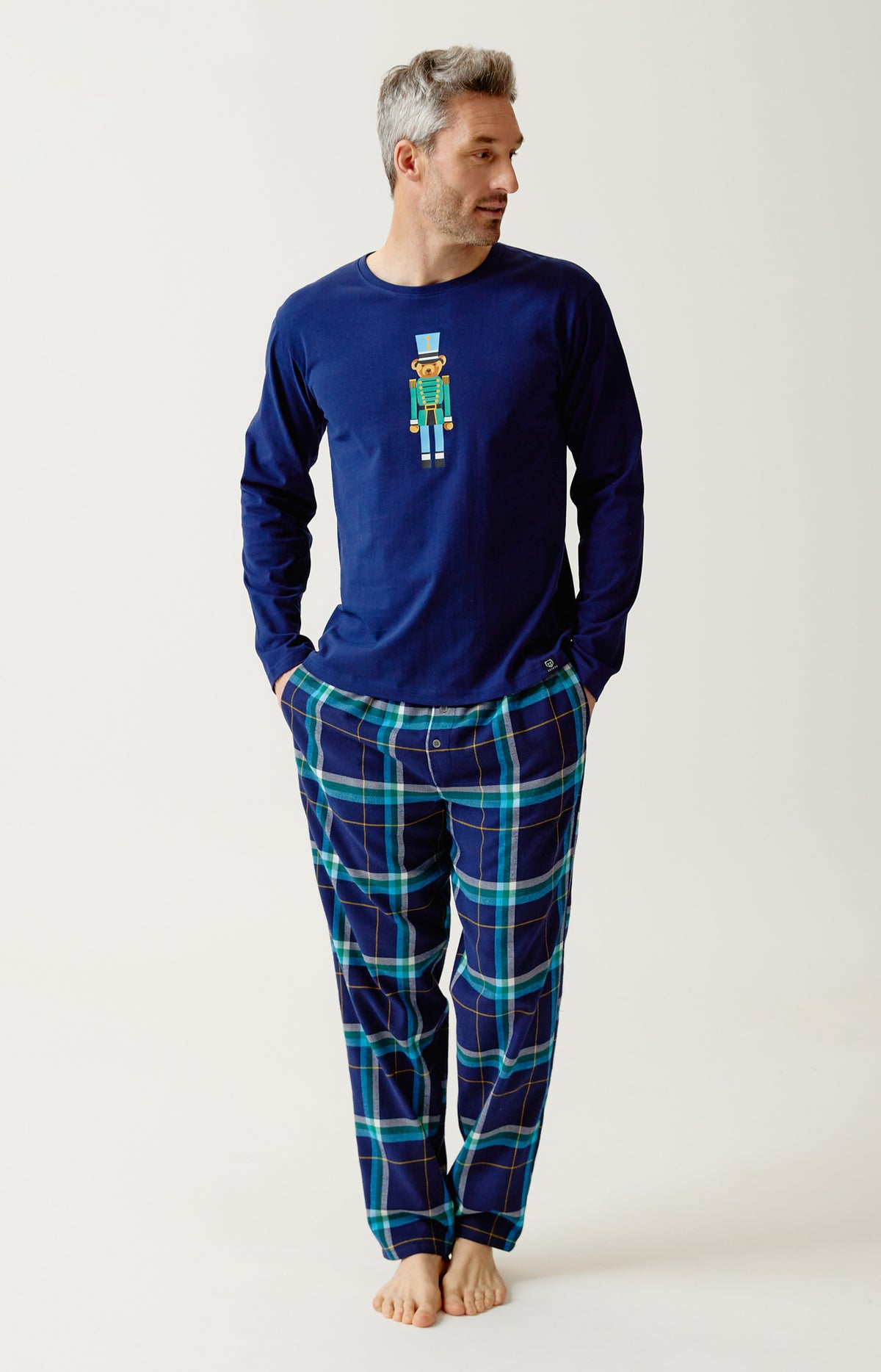 Pyjama en jersey épais et flanelle de coton mark homme marine 1