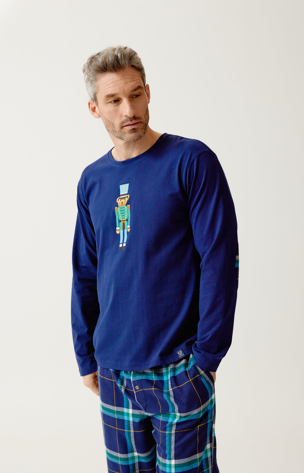 Pyjama en jersey épais et flanelle de coton mark homme marine 2