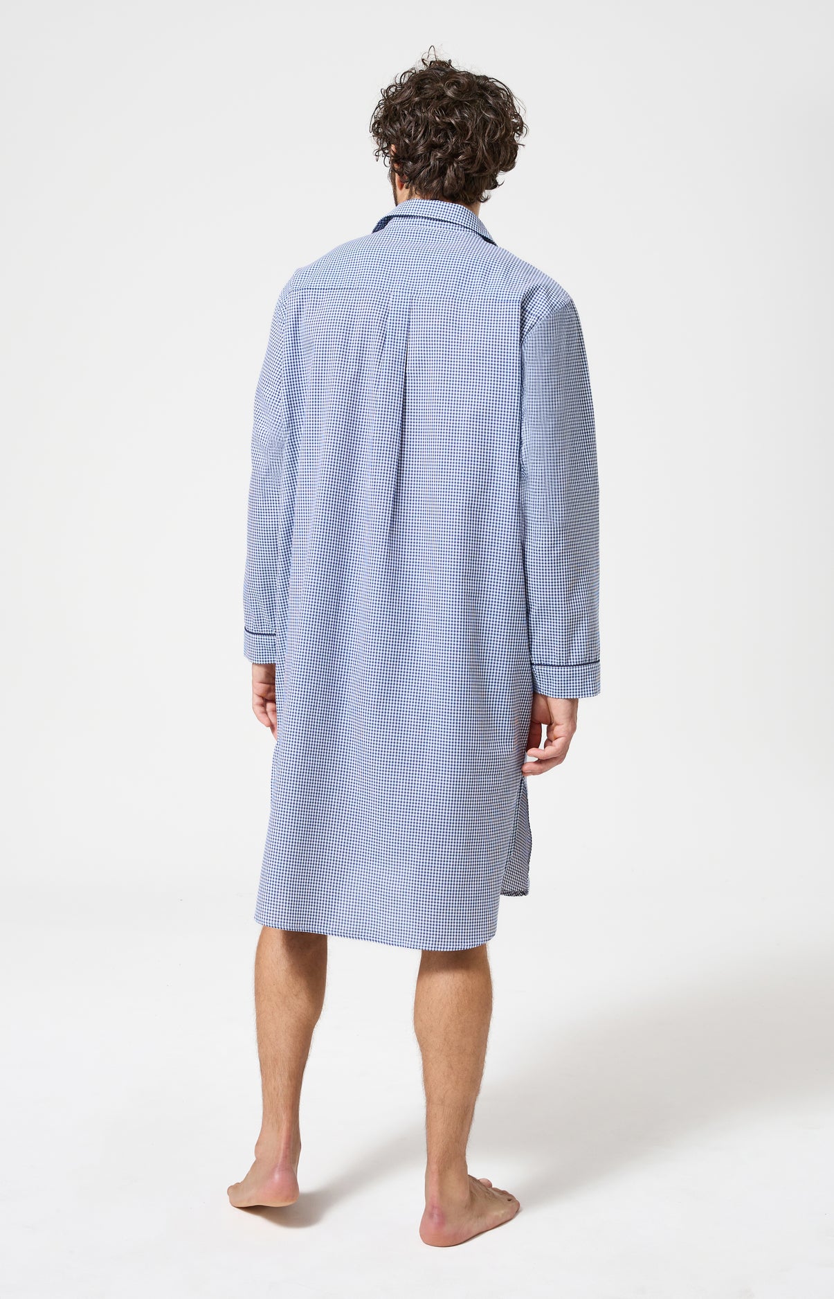 Chemise de nuit Homme Vichy Manches longues Imprimé petits carreaux 5