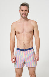 Caleçon avec suspensoir Le Club n°1215 Imprimé rayures multicolores élastique marine 2