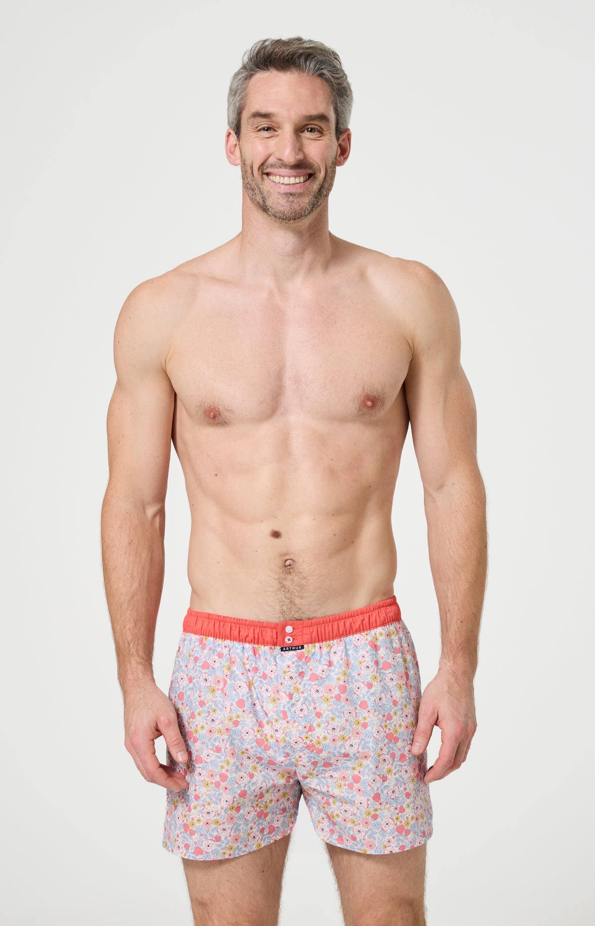 Caleçon avec suspensoir Le Club n°1224 Imprimé liberty multicolor élastique orange 2