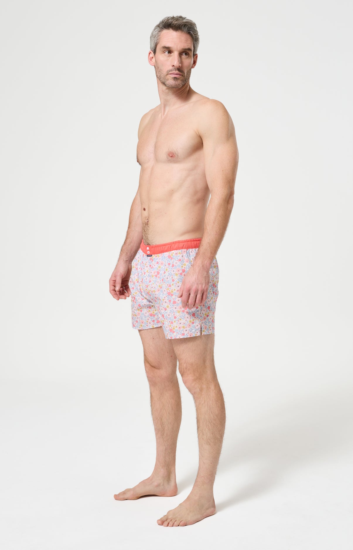 Caleçon avec suspensoir Le Club n°1224 Imprimé liberty multicolor élastique orange 4
