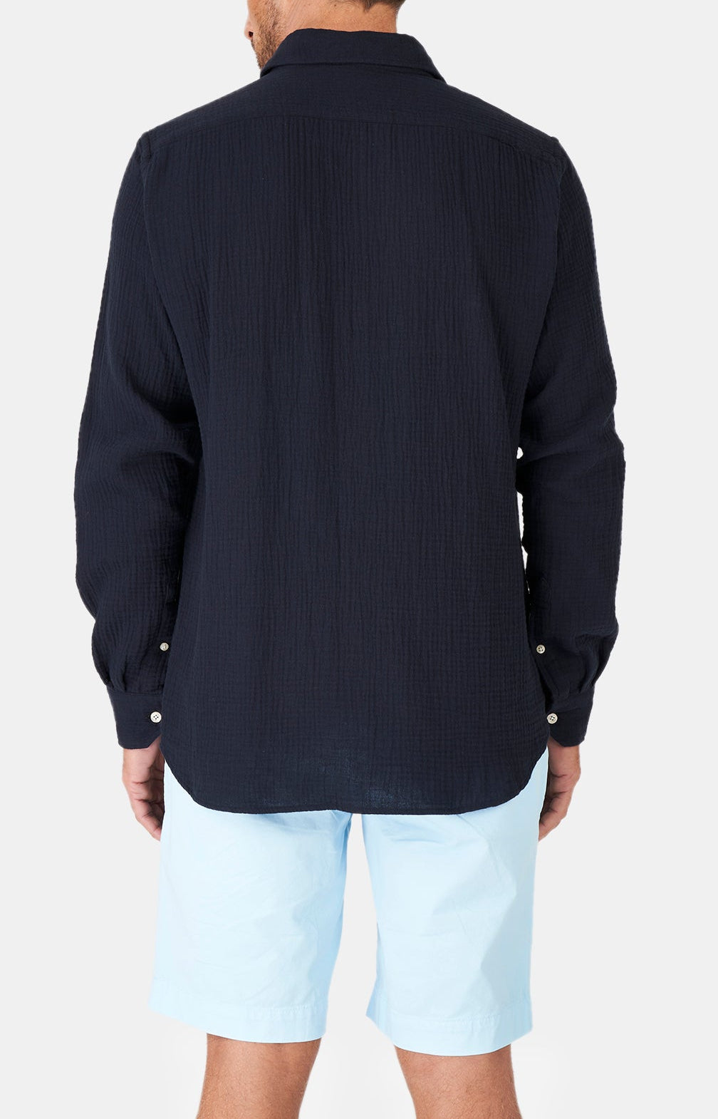 Chemise Homme manches longues Gaze de coton Marine 6
