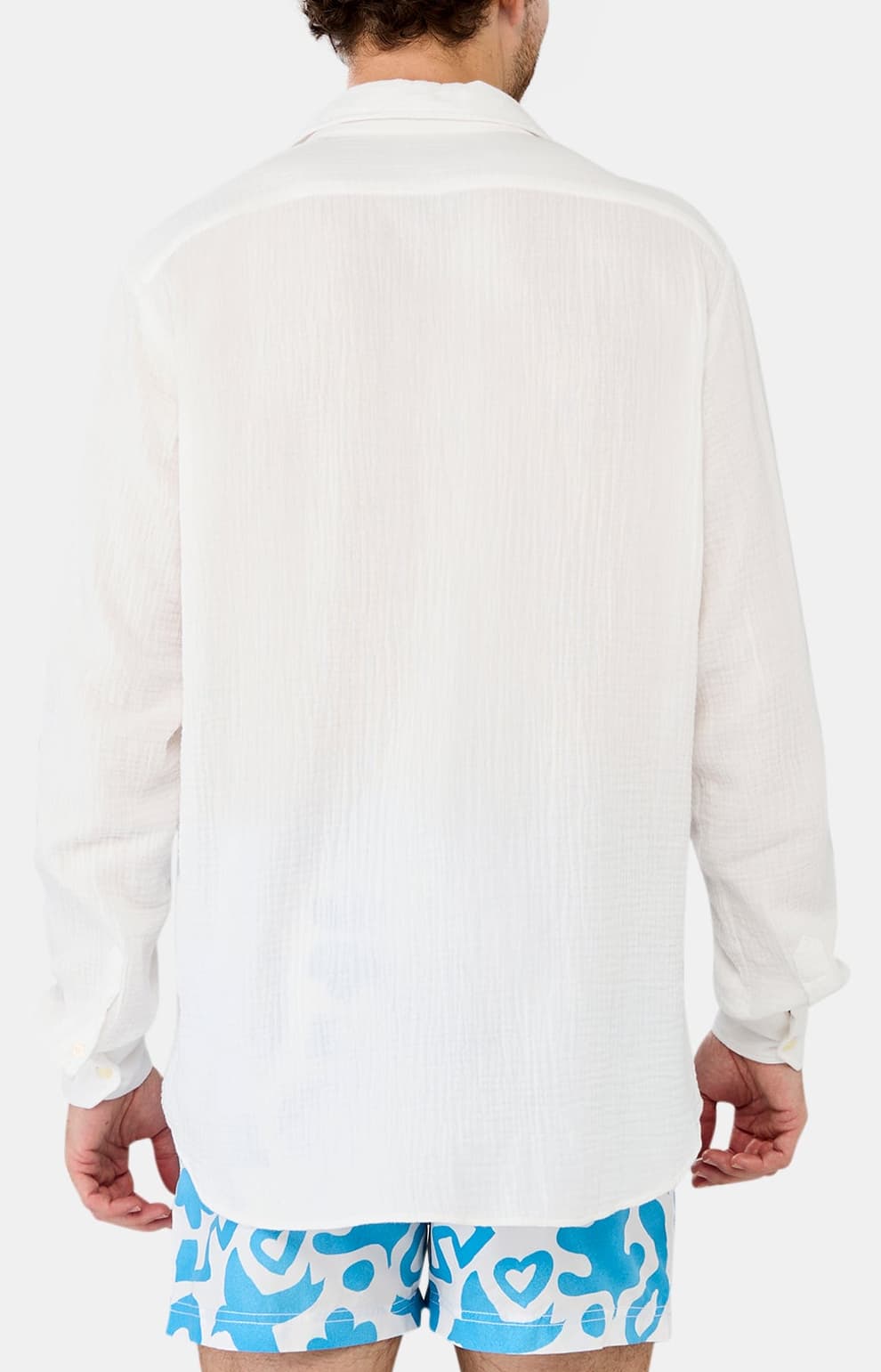 Chemise manches longues gaze de coton Blanc 6