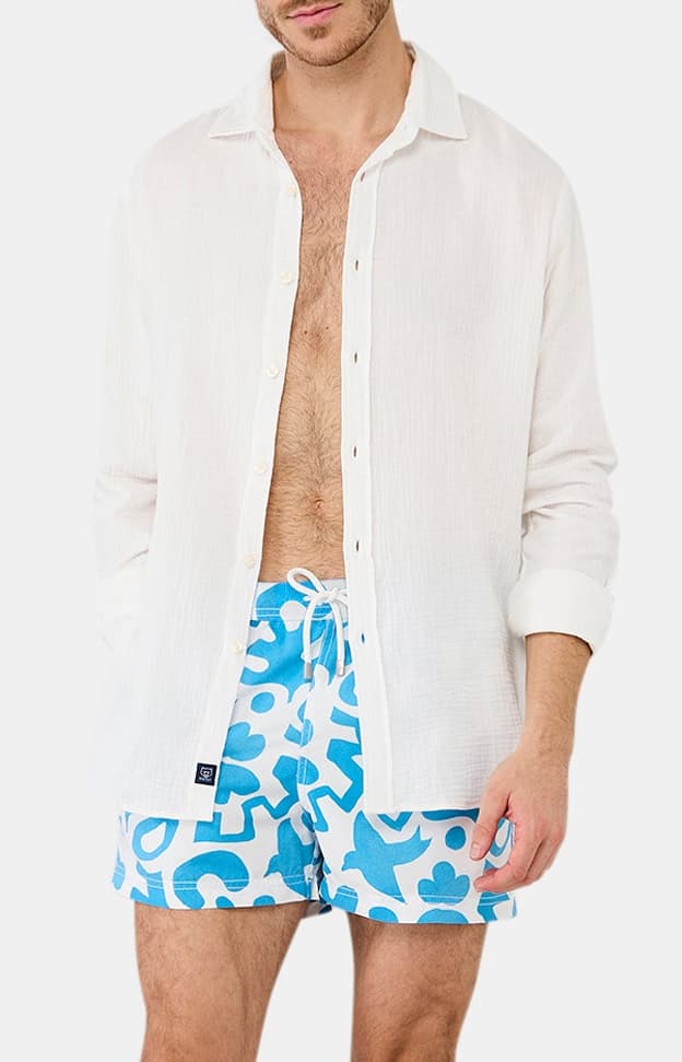 Chemise manches longues gaze de coton Blanc 5