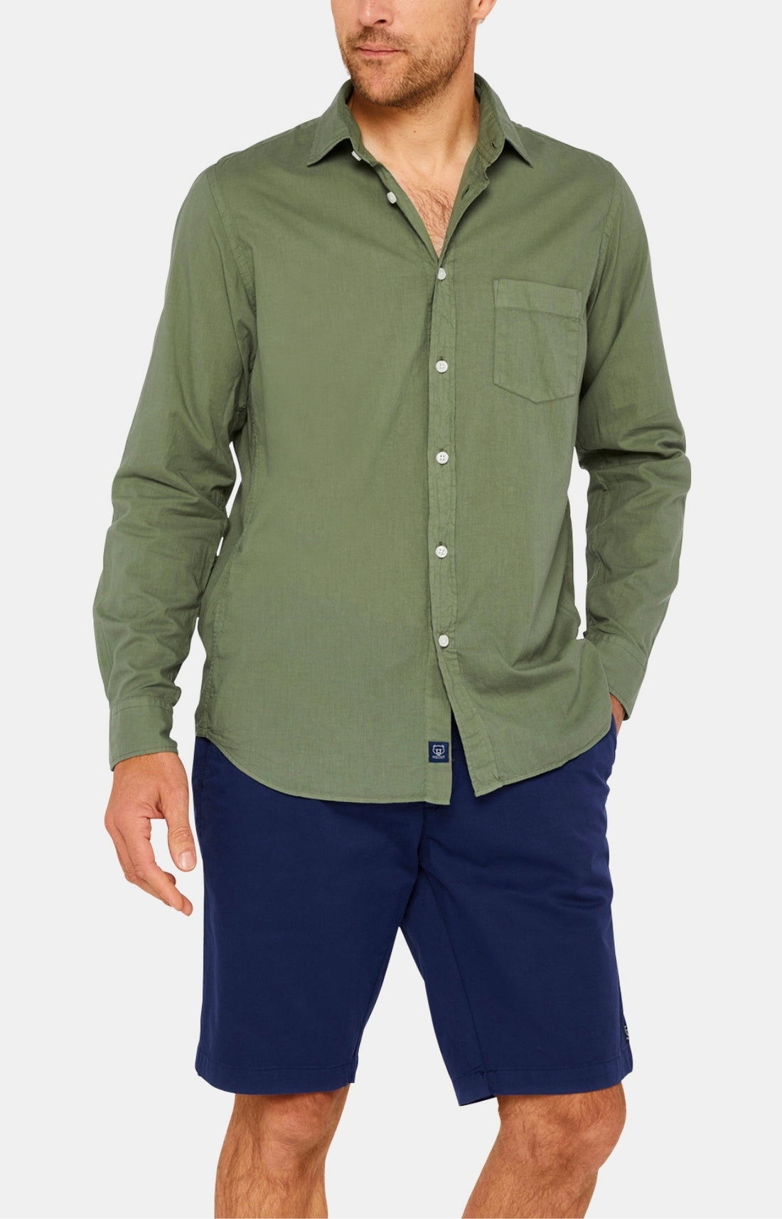 Chemise Homme manches longues Voile de coton Blanc et Ivoire 16