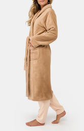 Robe de Chambre Femme polaire Beige et Marron 5