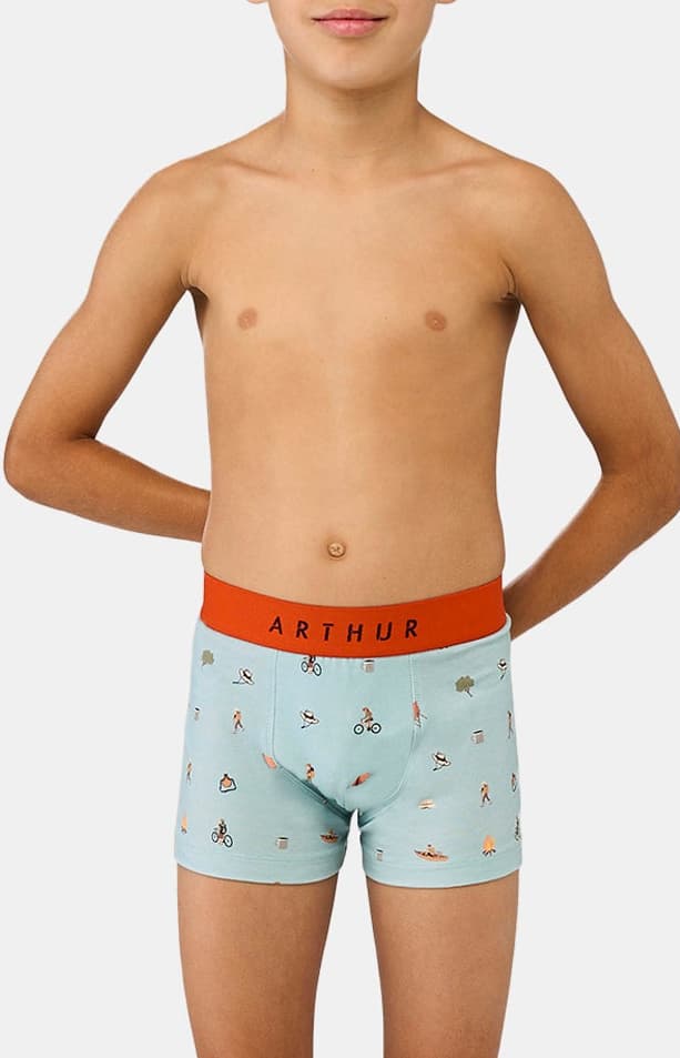 Boxer Enfant Camping Bleu 1