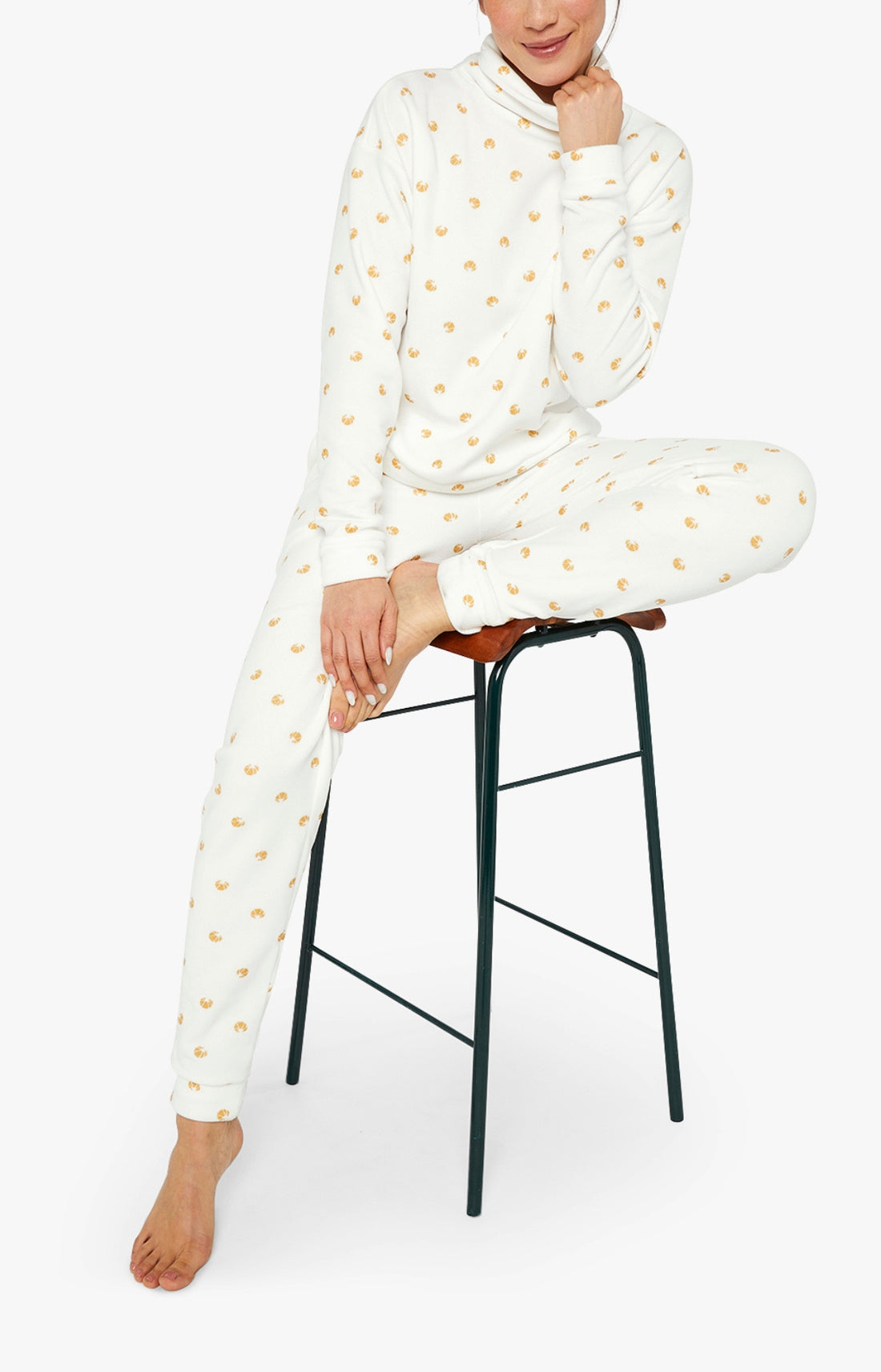 Pyjama long Femme Croissant Blanc et Ivoire 1