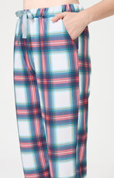Pyjama polaire femme tartan bleu canard 6