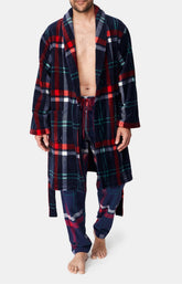 Robe de Chambre Femme polaire Carreaux Hugo Marine 1