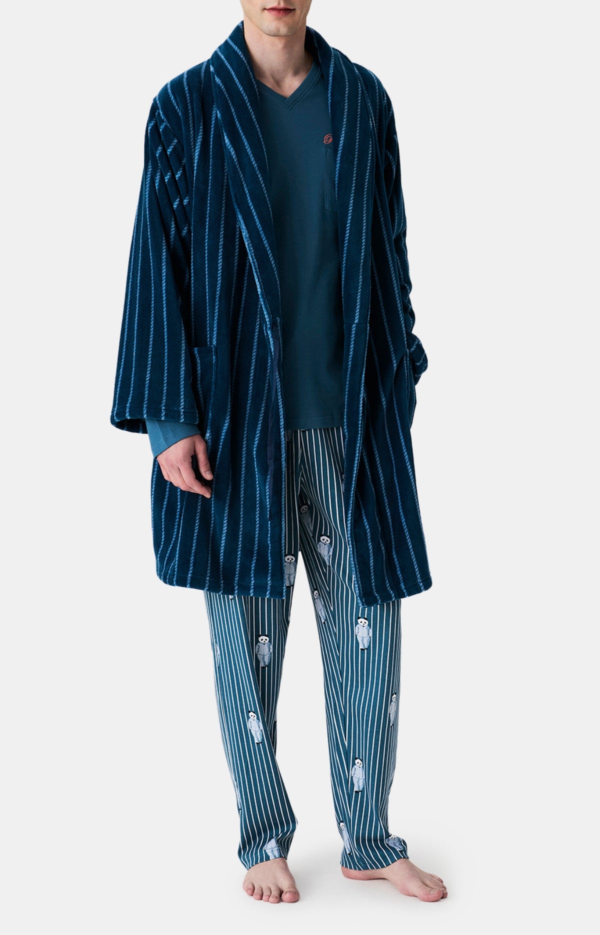 Robes de Chambre, Peignoirs &amp; Vestes Homme Pandastique PETROLE 4