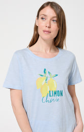 Pyjama Femme Lemon chérie Manches courtes Imprimé citrons jaunes et verts 2