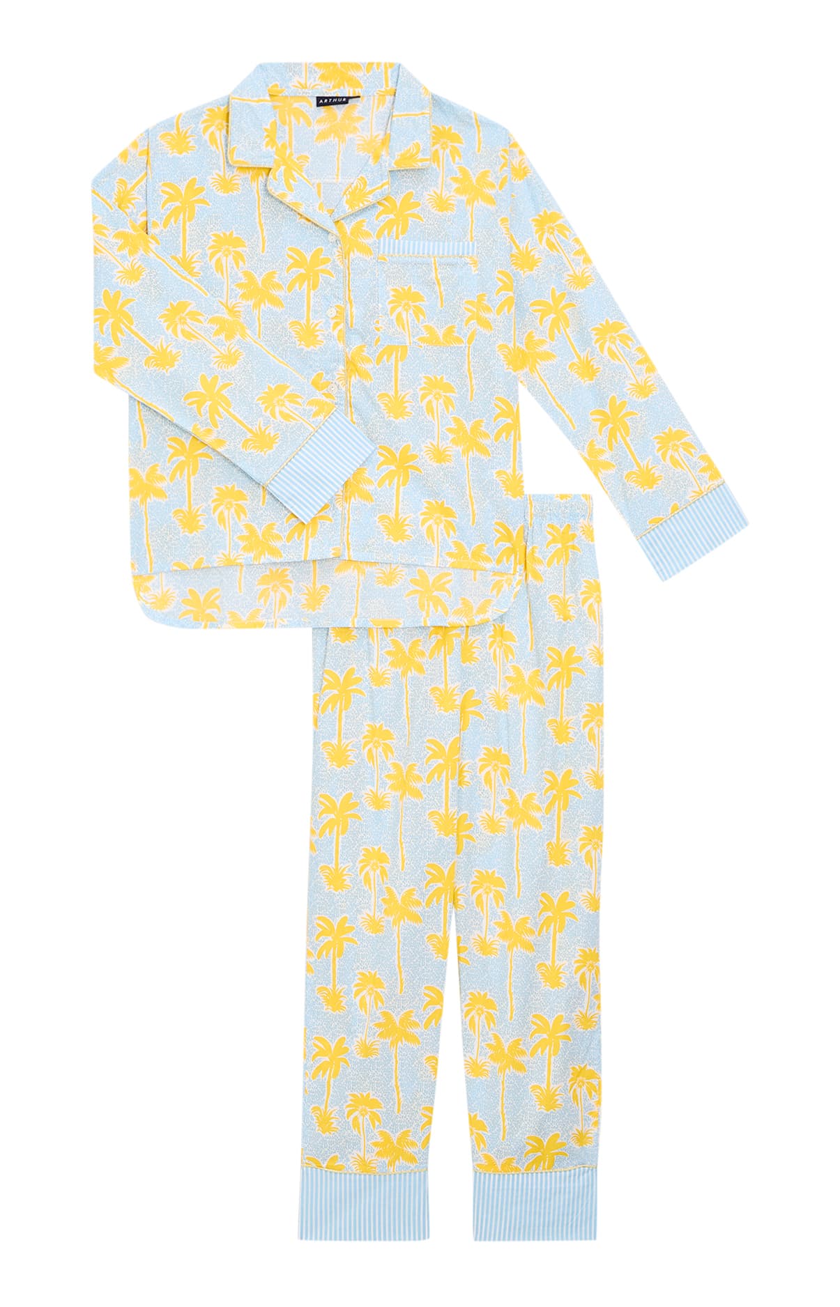 Pyjama Boutonné Femme palmier Jaune 3