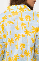 Pyjama Boutonné Femme palmier Jaune 6