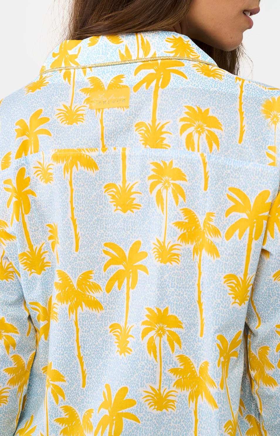 Pyjama Boutonné Femme palmier Jaune 6