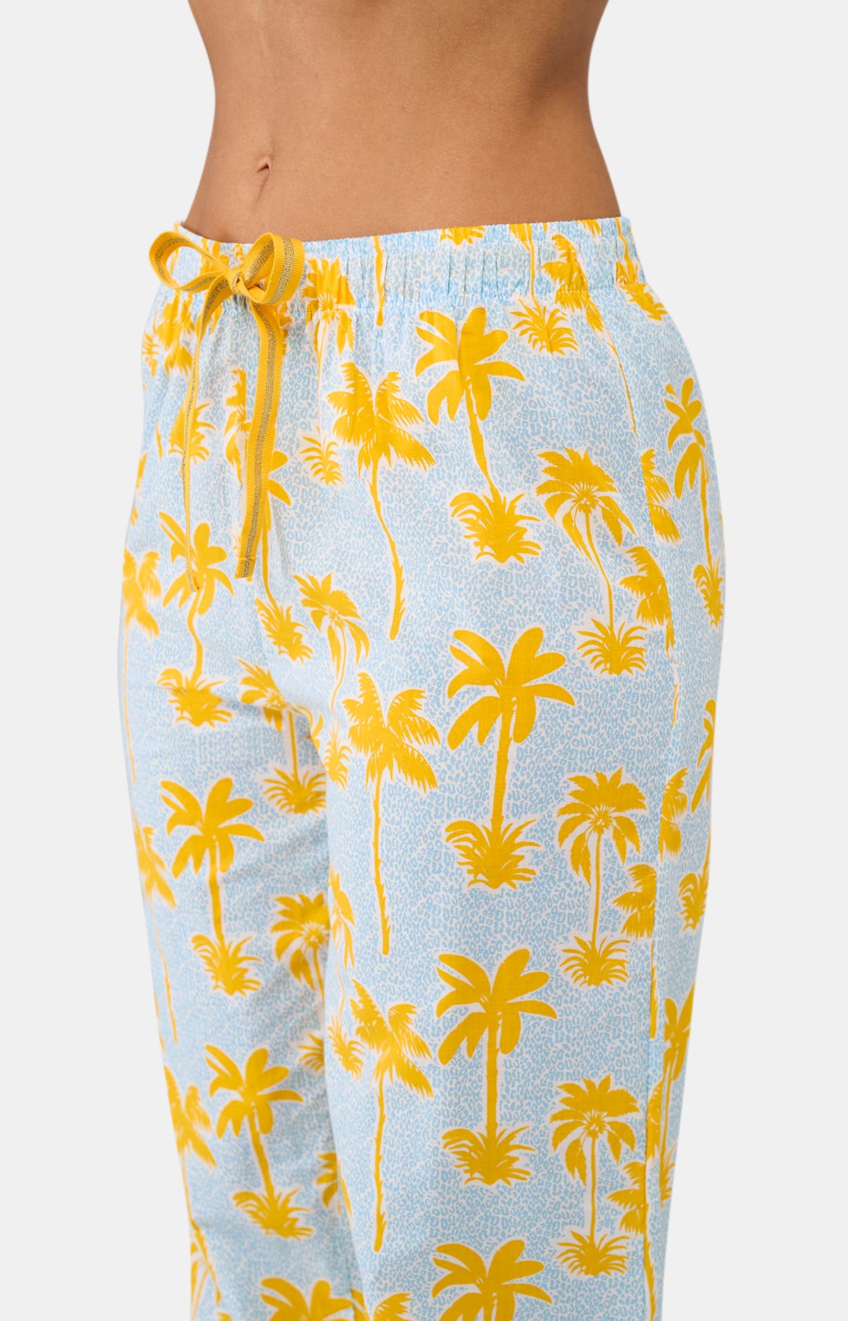 Pyjama Boutonné Femme palmier Jaune 4