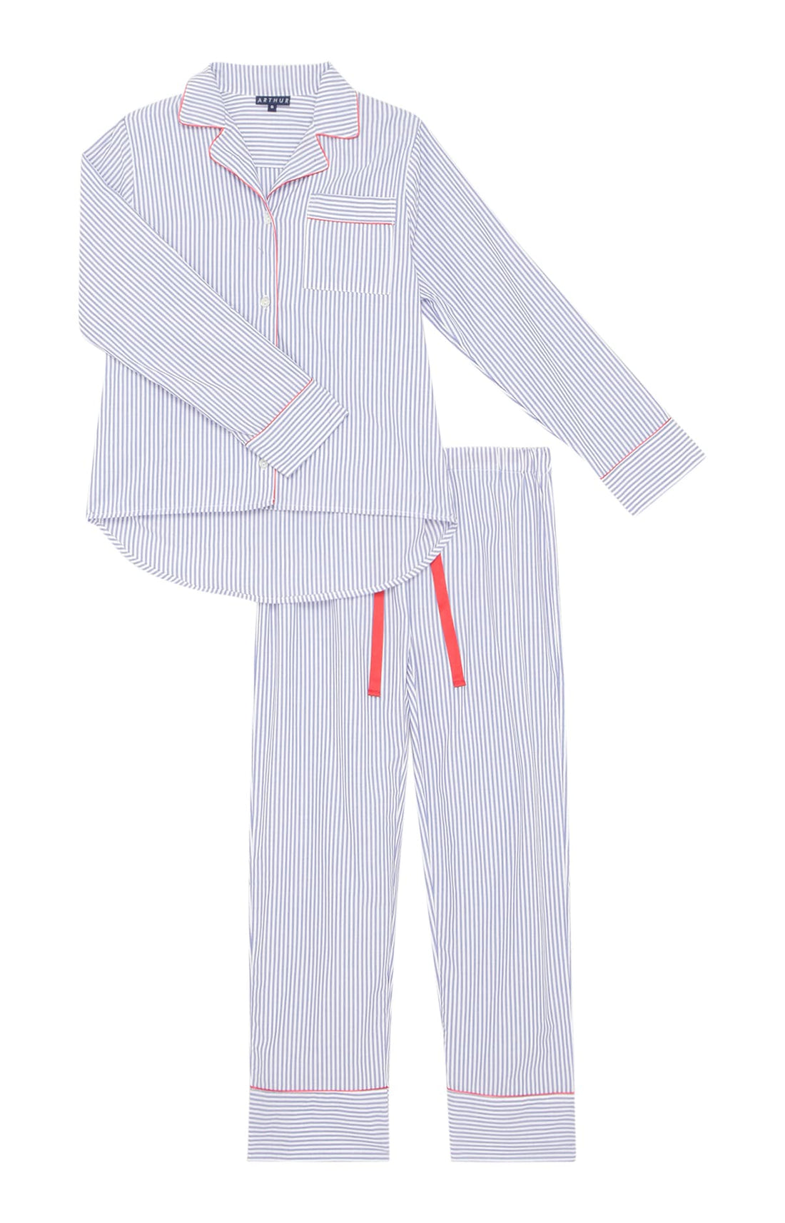 Pyjama boutonné à rayures bleu et blanc femme 3