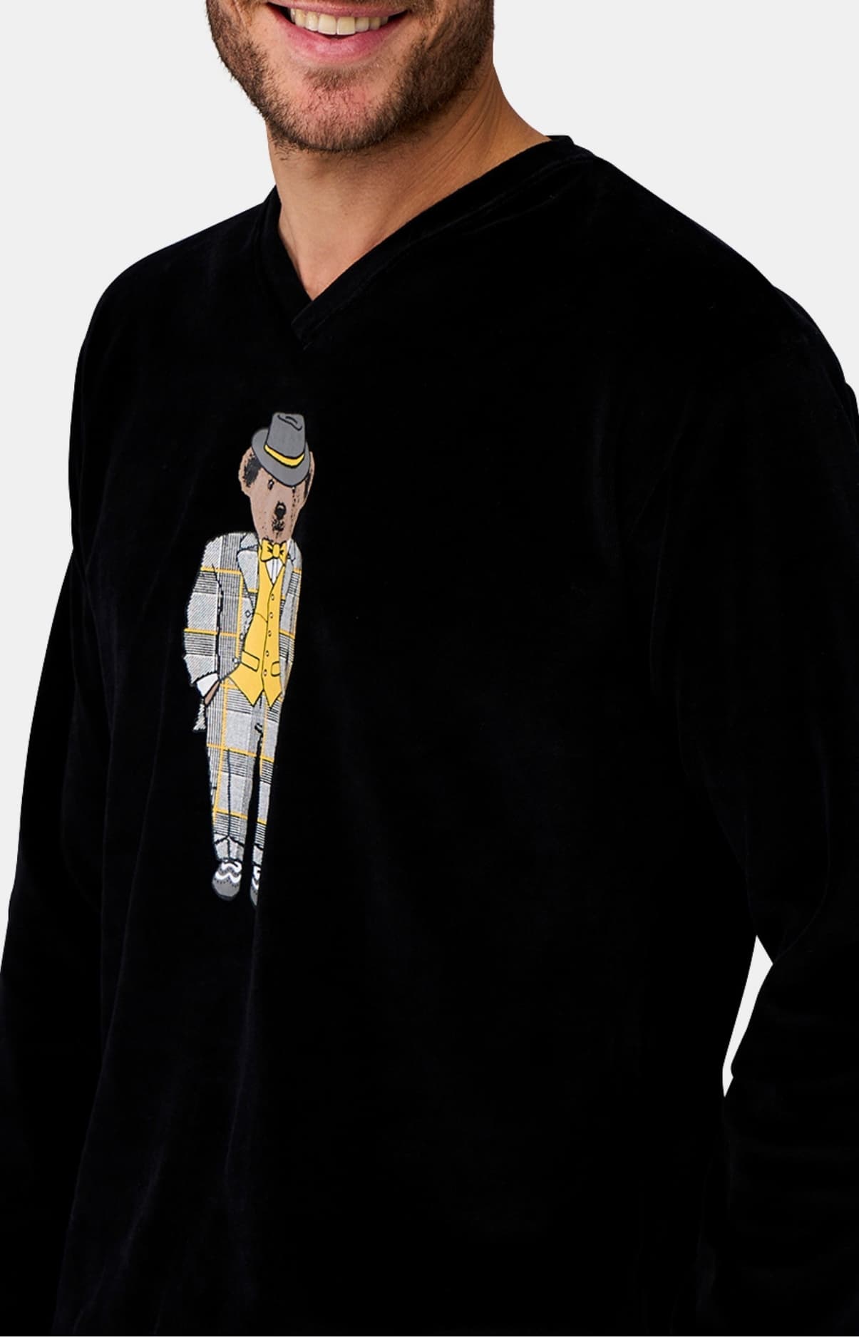 Pyjama manches longues Homme en polaire Noir 2