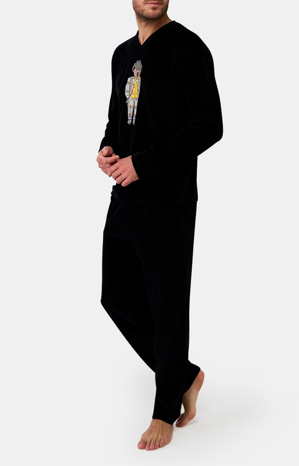 Pyjama manches longues Homme en polaire Noir 3