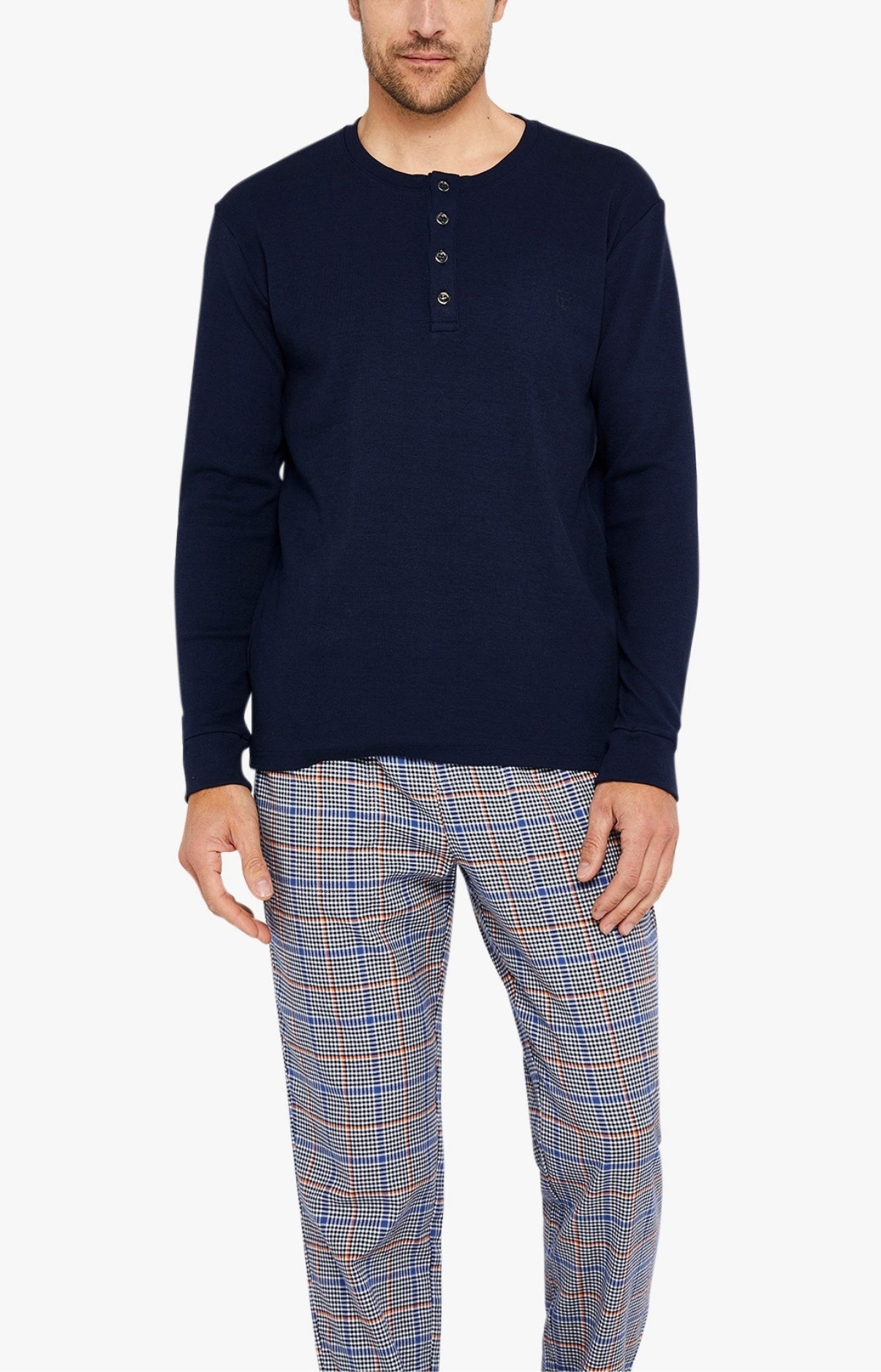 Tee-shirt Homme manches longues Coton Marine 7