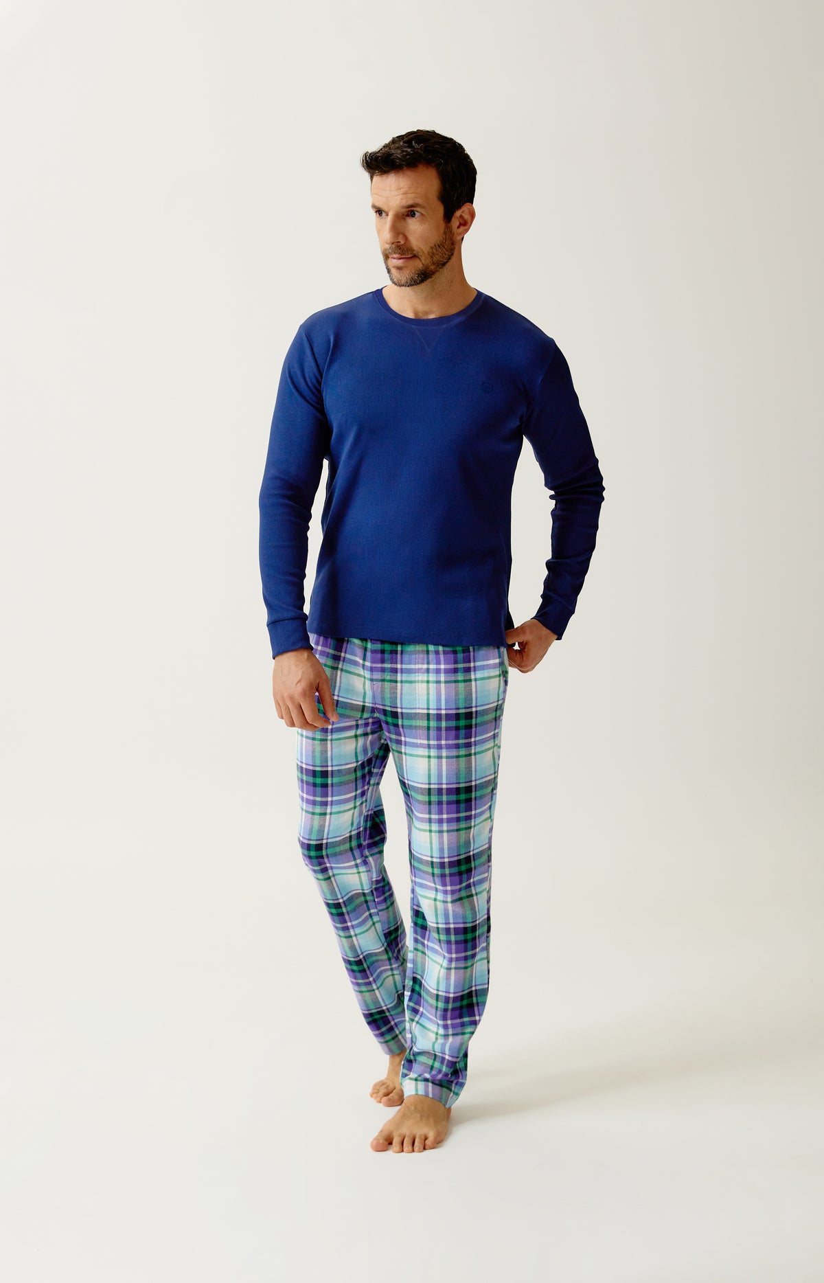Tee-shirt manches longues en jersey de coton et modal - Minuit