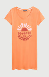 Chemise de nuit Femme Coucher de sommeil Manches courtes Imprimé coucher de soleil orange 3