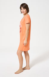 Chemise de nuit Femme Coucher de sommeil Manches courtes Imprimé coucher de soleil orange 4