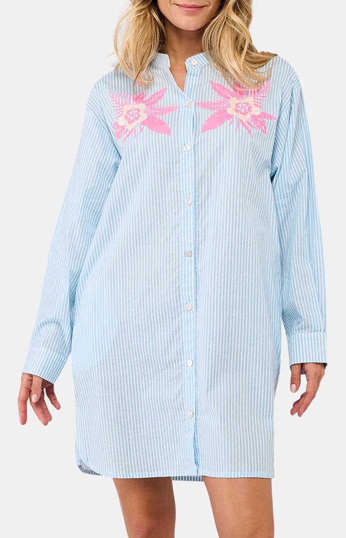 Robe chemise rayure lila Lagon 1