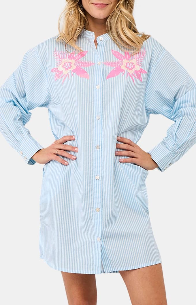 Robe chemise rayure lila Lagon 6