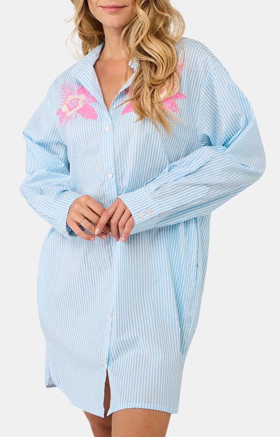 Robe chemise rayure lila Lagon 4