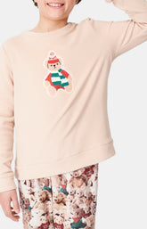 Pyjama long Femme polaire Teddy Beige et Marron 2