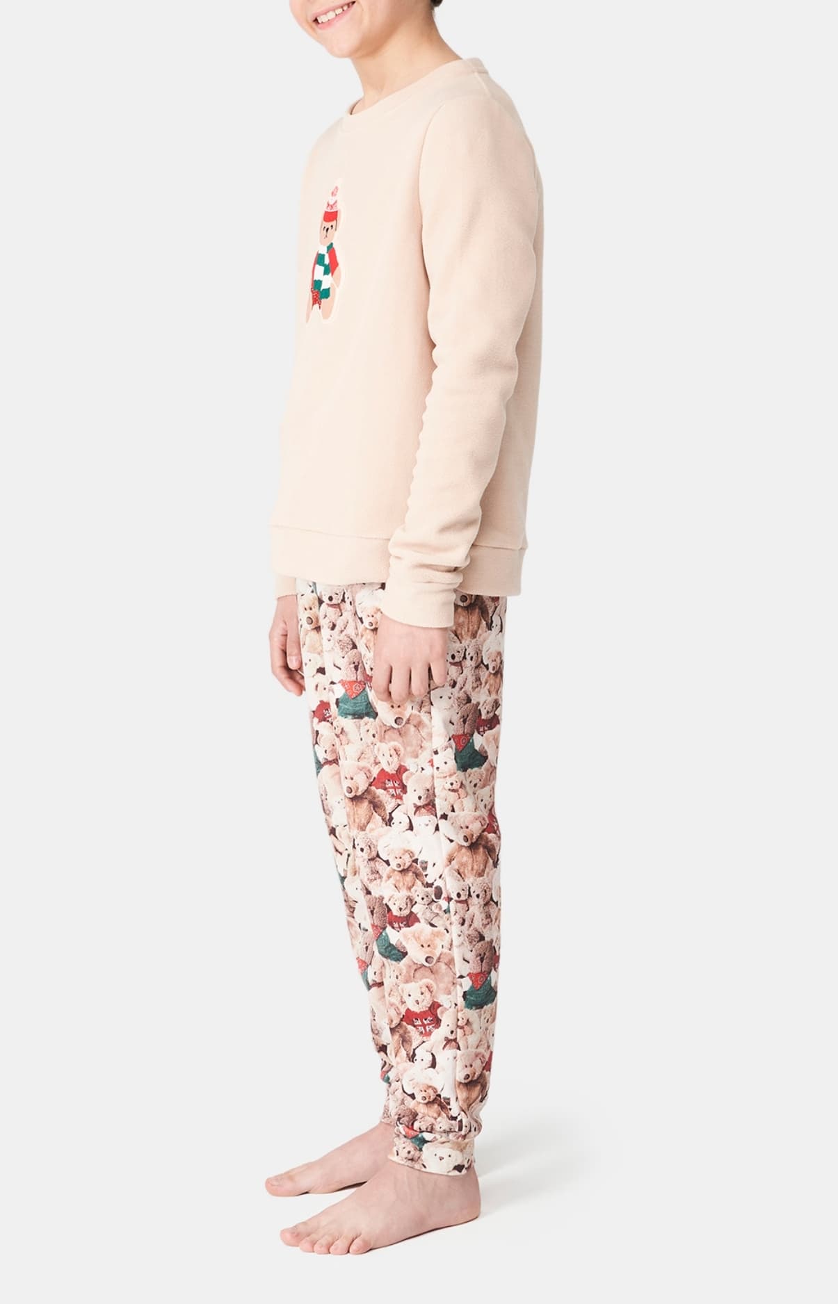 Pyjama long Femme polaire Teddy Beige et Marron 6