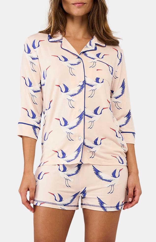 Pyjama court boutonné Femme birdie Poudré 1