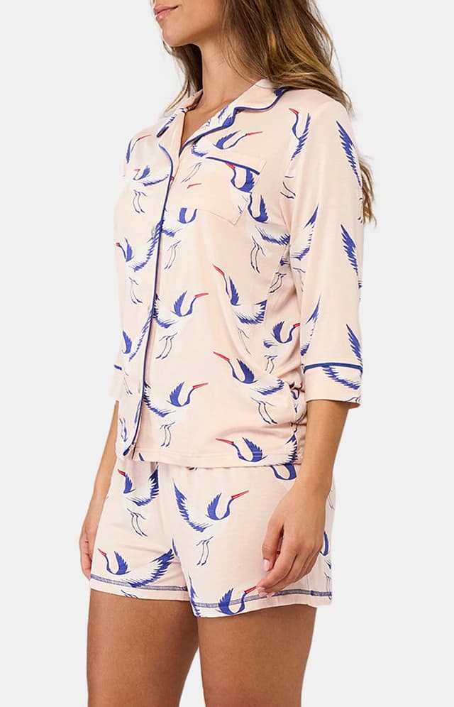Pyjama court boutonné Femme birdie Poudré 4
