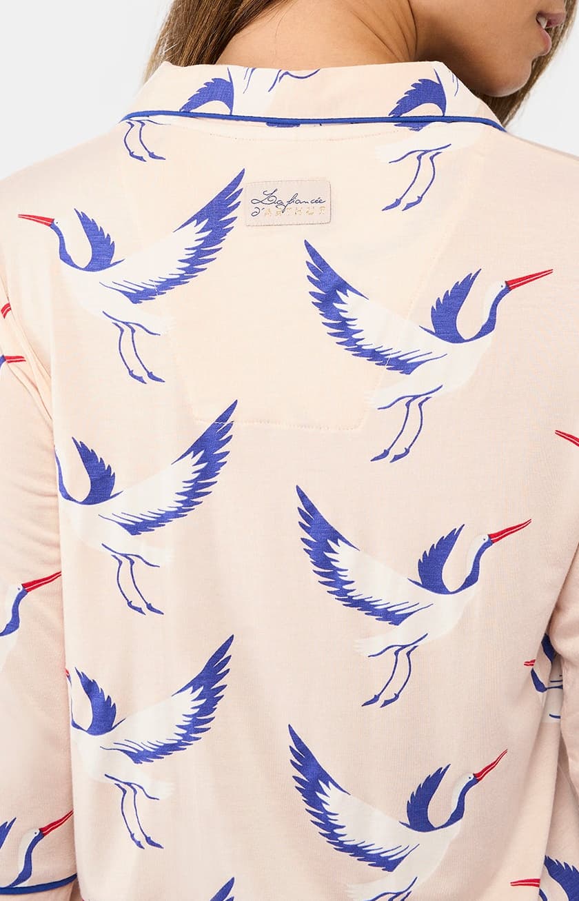 Pyjama court boutonné Femme birdie Poudré 7