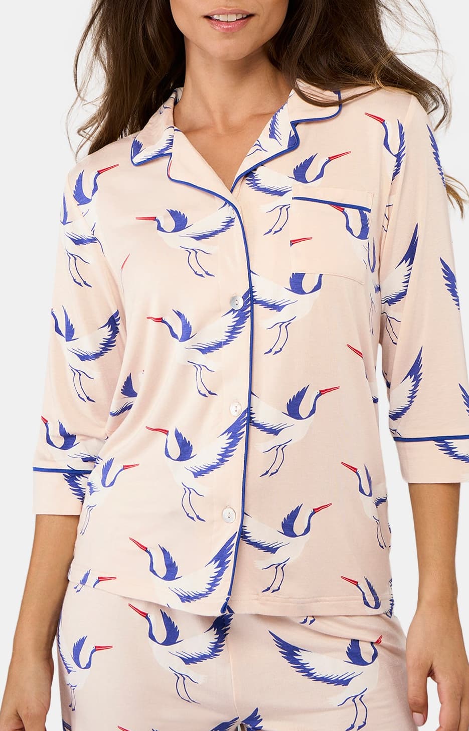 Pyjama court boutonné Femme birdie Poudré 2
