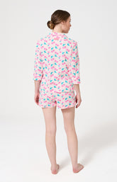 Pyjama Femme Amarena Manches longues Imprimé cerise rose et verte 5