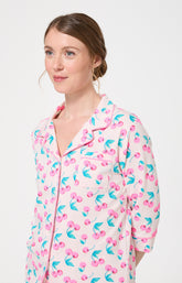 Pyjama Femme Amarena Manches longues Imprimé cerise rose et verte 2