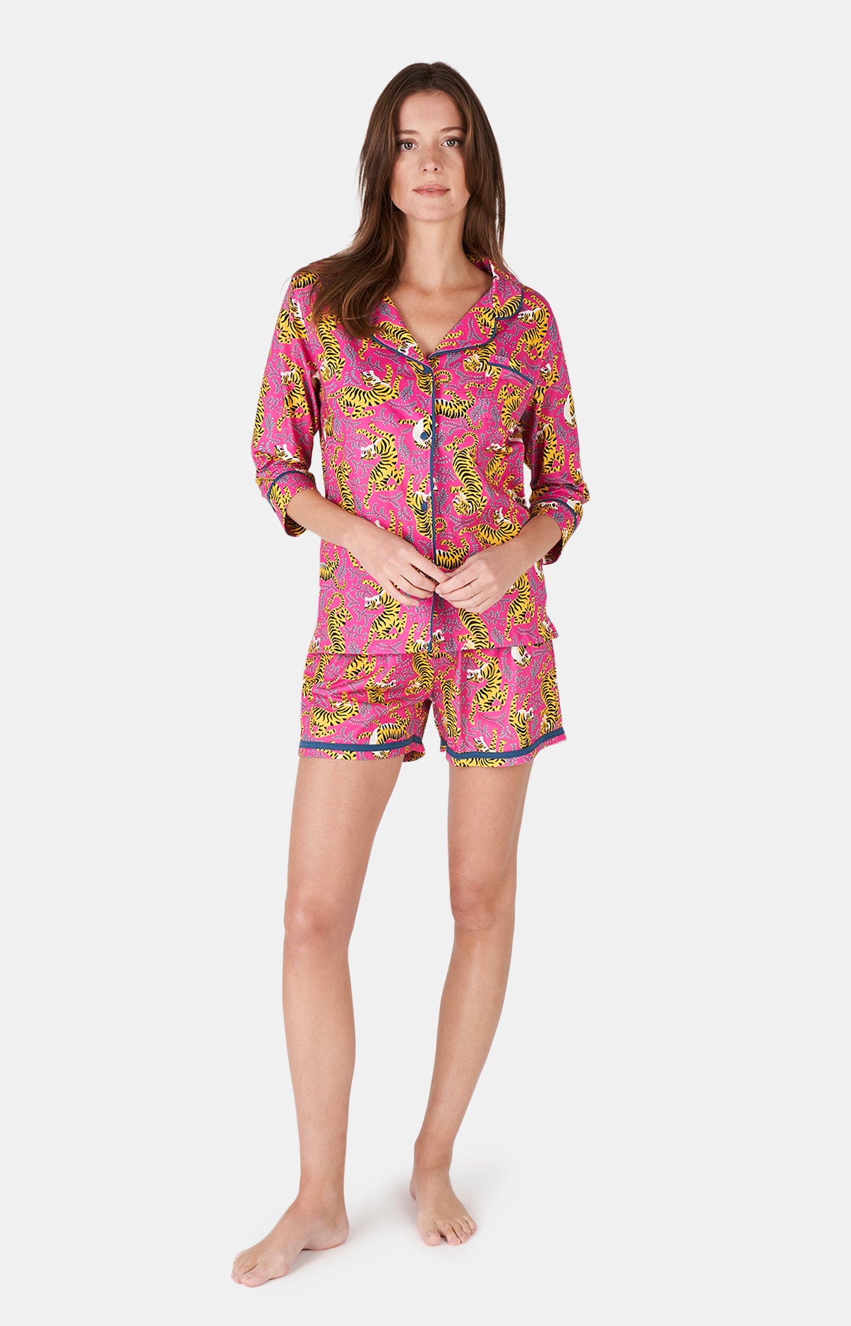 Pyjama court boutonné Tigre 1