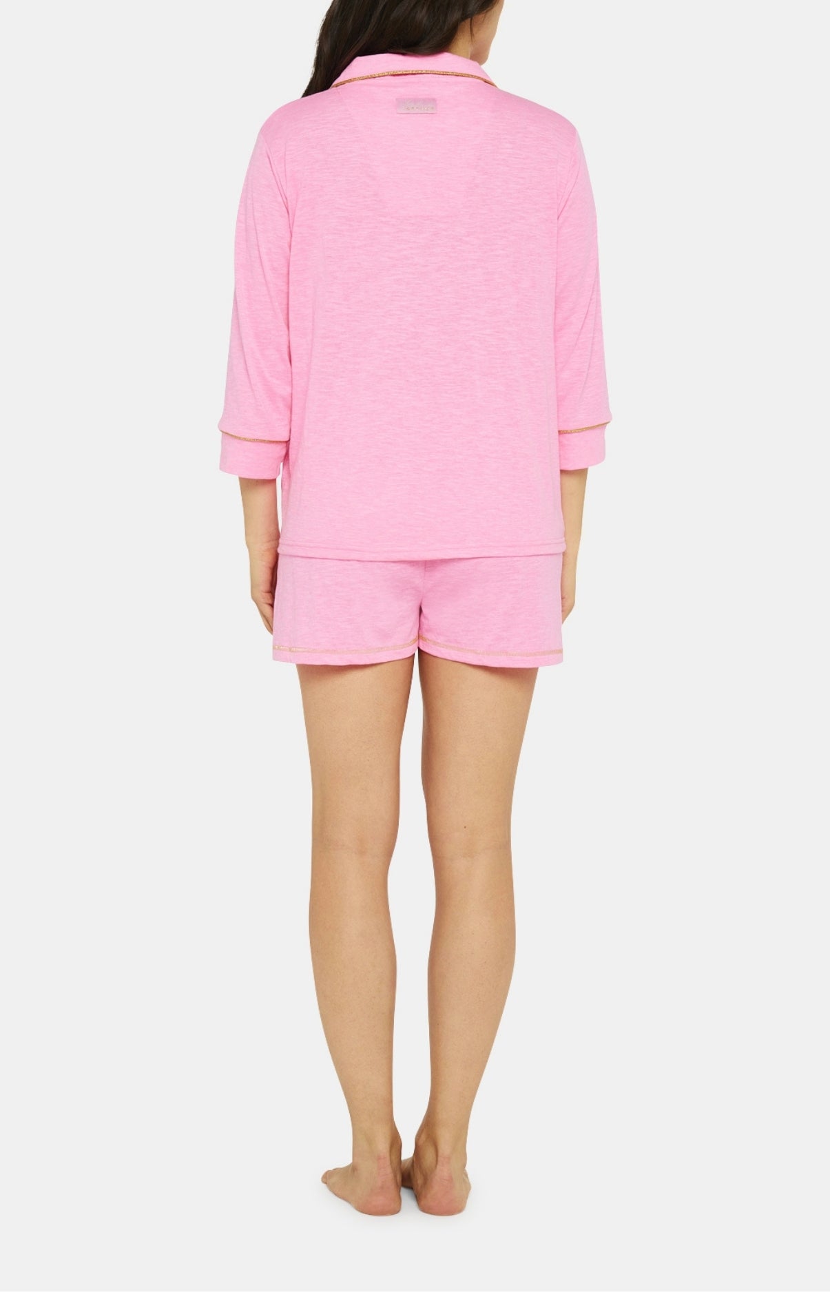 Pyjama court boutonné Femme Polyester et Coton Rose 5