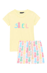 Pyjashort Enfant Ananas Jaune et Multicolore 3