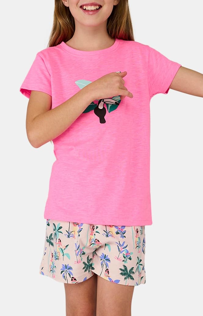 Pyjashort Enfant Vahiné Rose et Multicolore 4