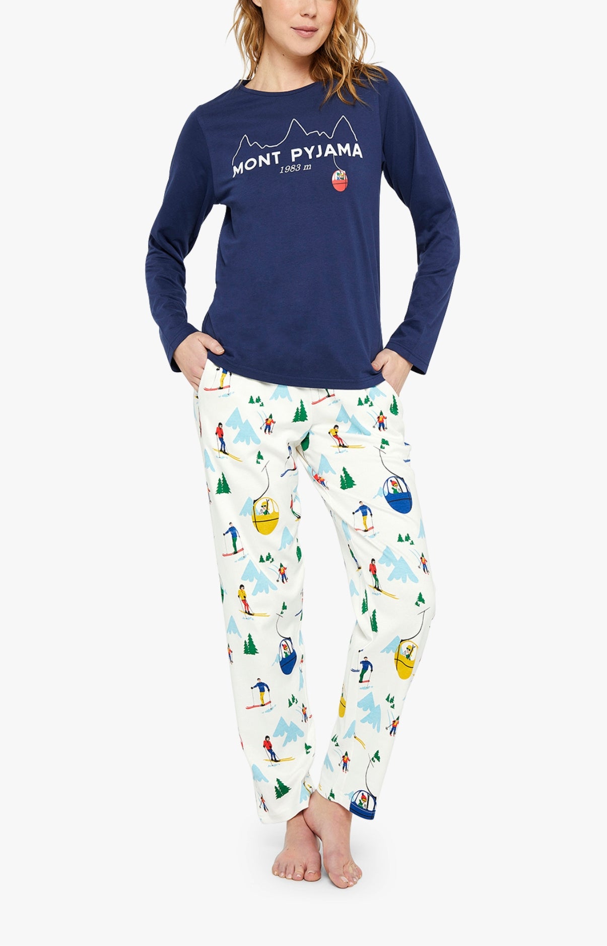 Pyjama long Femme Mont Pyjama Blanc et Ivoire 1