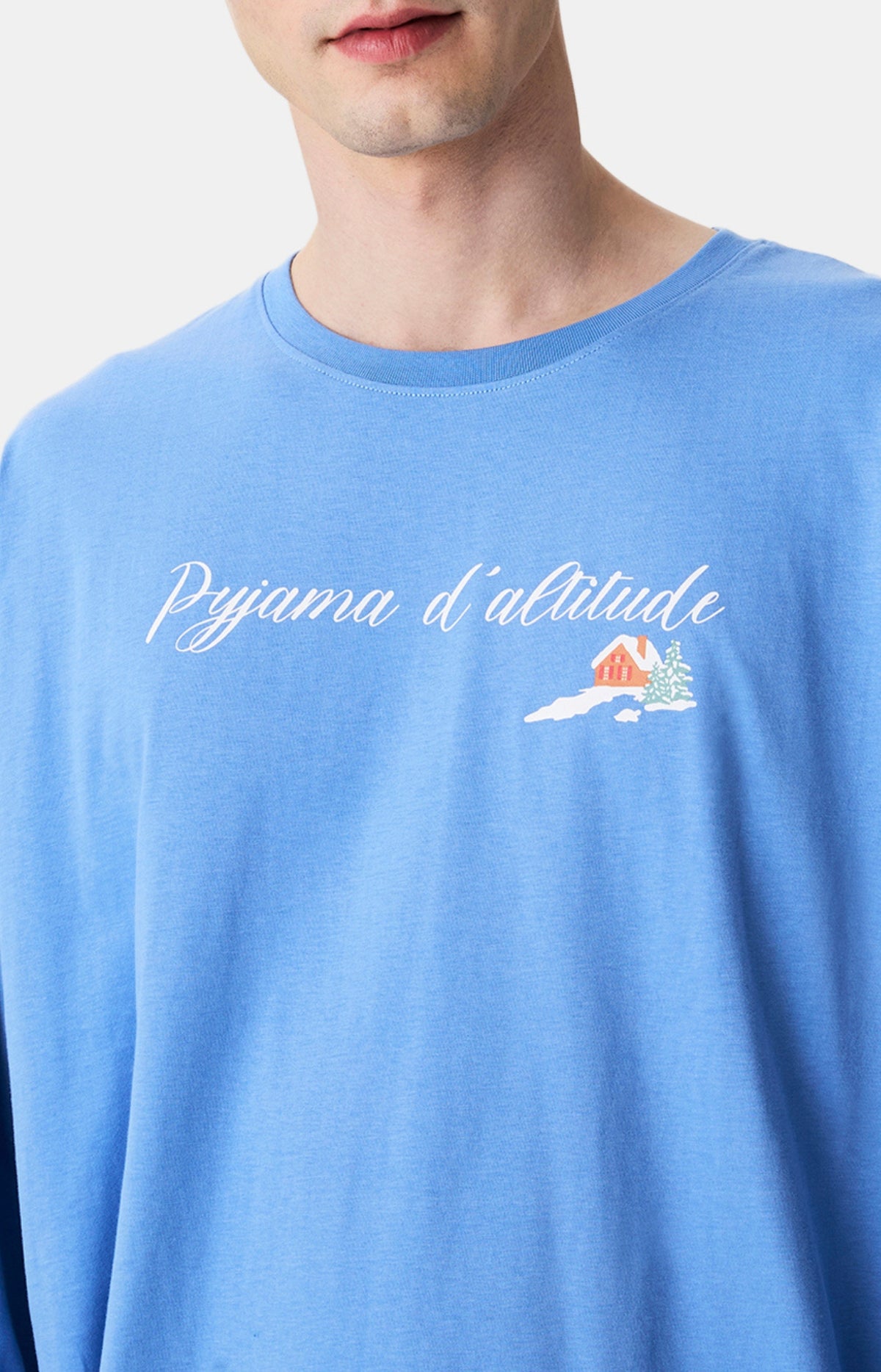 Chemises de nuit Homme Shirt Noël en altitude BLEU 2