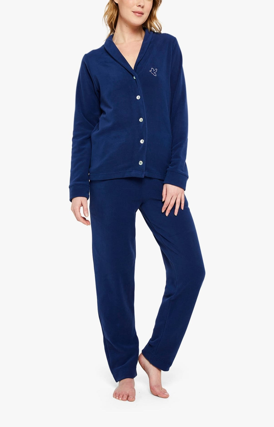 Pyjama boutonné Femme Polaire Marine 1